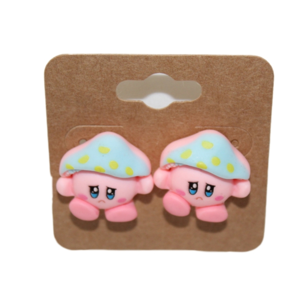 Kirby Inspired Mushroom Earrings - Picture 2 of 8